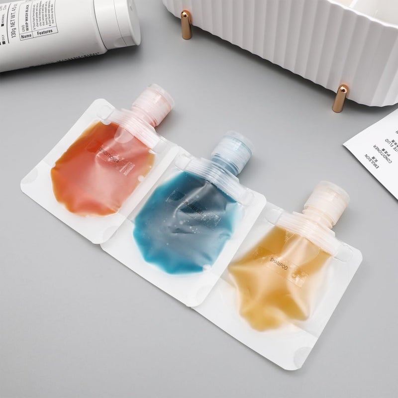 KALLORY Refillable Empty Squeeze Pouch, 15pcs 30ml Stand Up Pouch Toiletry Lotion Gel Squeezable Bags Plastic Toiletry Containers for Travel Toiletries Cosmetic - Image 5